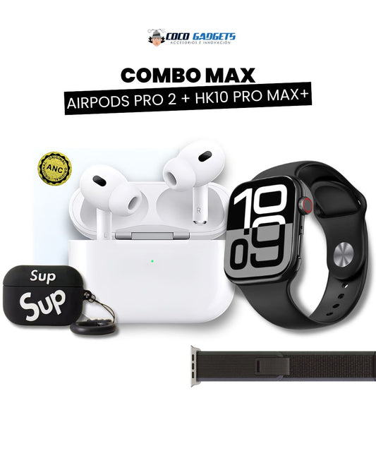 Combo Max ⌚️ 🎵 AIRPODS PRO 2 ANC + HK10 PRO MAX+ Y OBSEQUIOS - Cocogadgets
