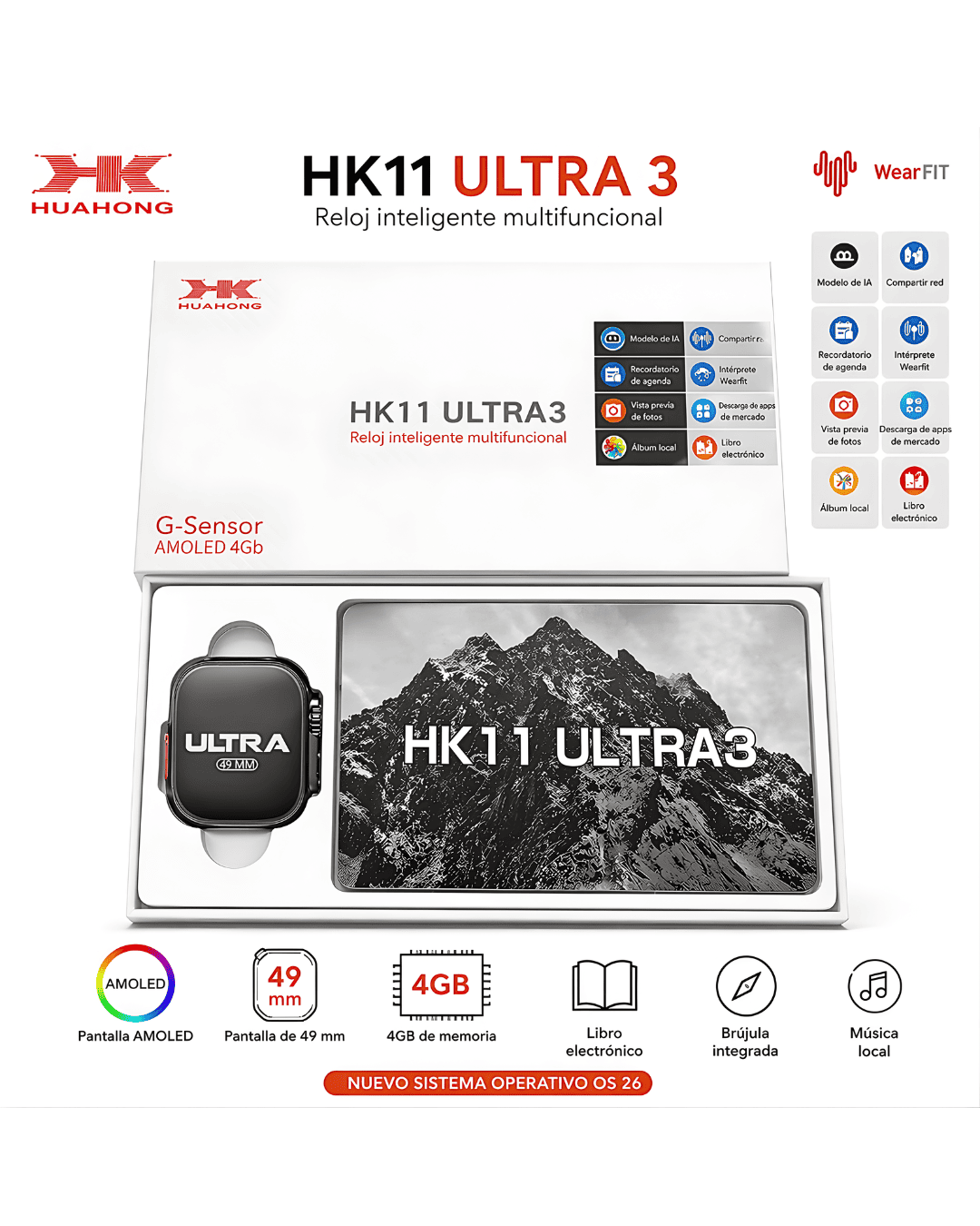 Smartwatch HK11 ULTRA 3 AMOLED + 4GB 🔥 (IA PLUS)