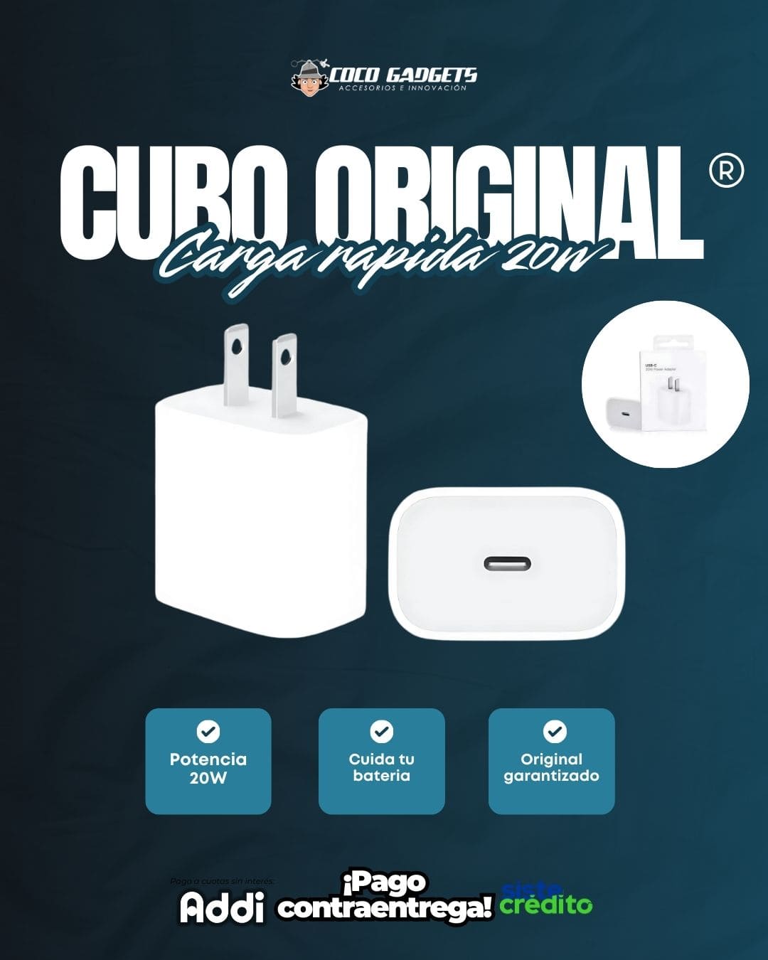 Cubo de carga ⚡ORIGINAL APPLE 20W - Cocogadgets