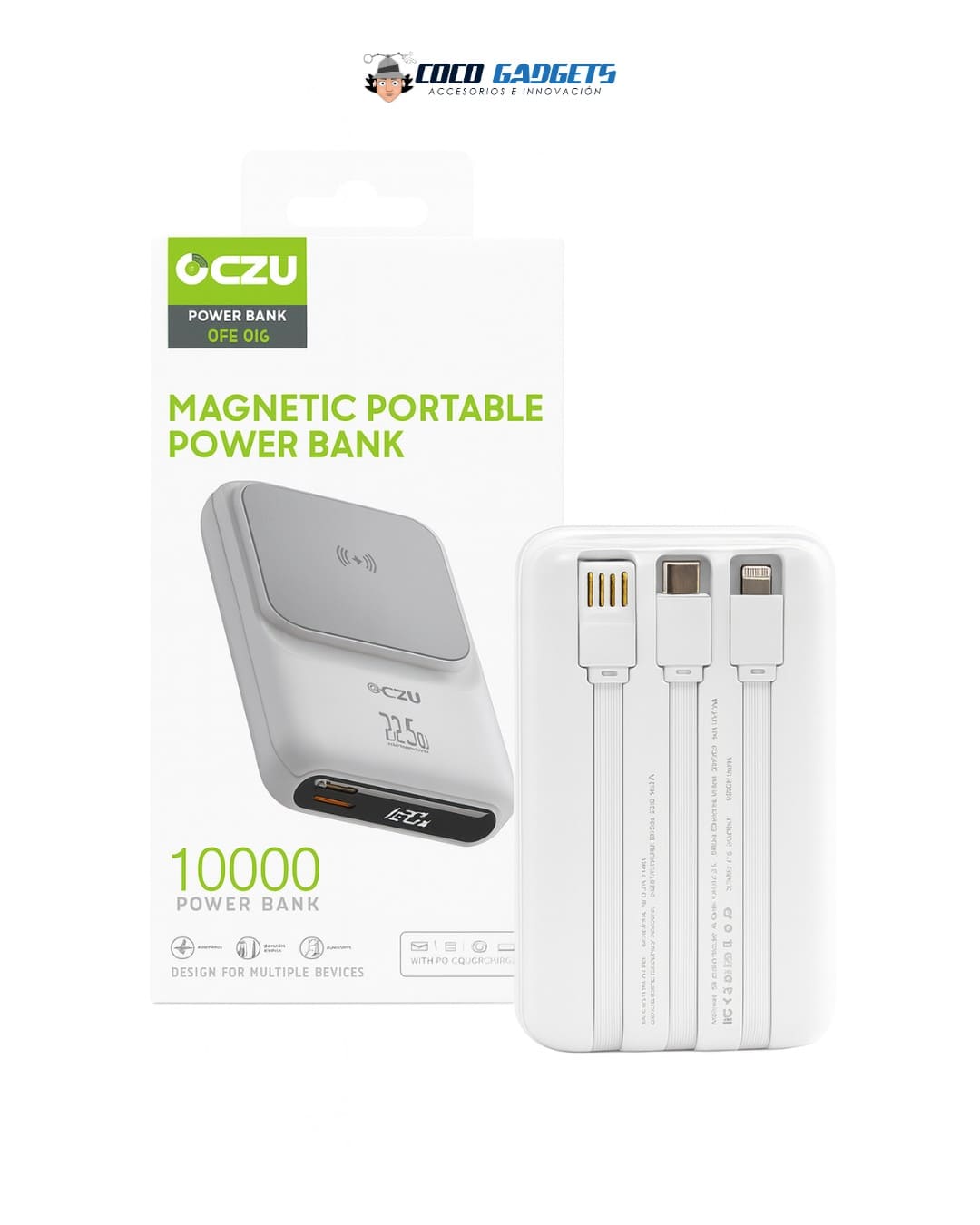PowerBank Magnetica 10.000 MaH + 3 entradas