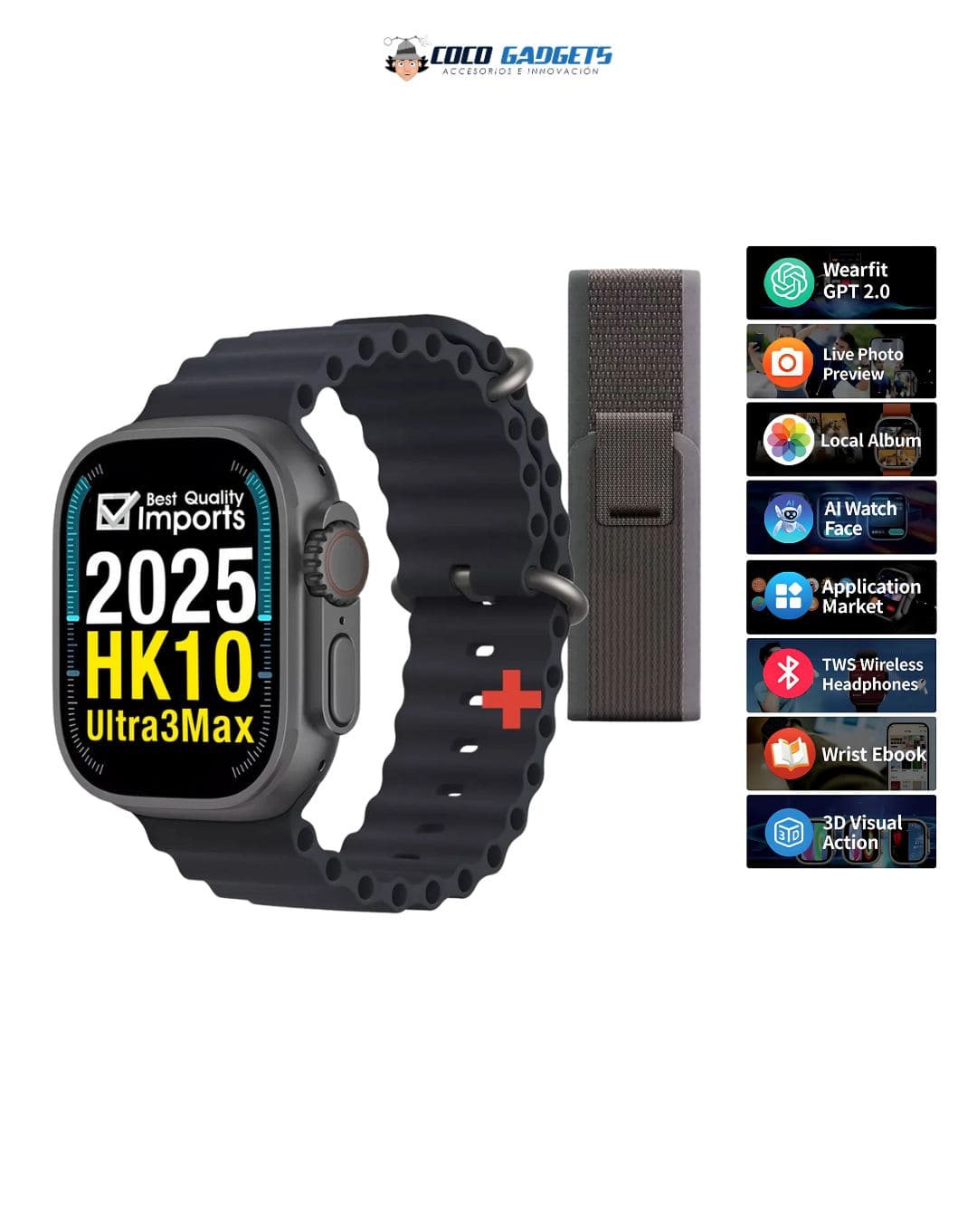 Smartwatch HK10 ULTRA 3 AMOLED + 4GB 🔥 – Cocogadgets